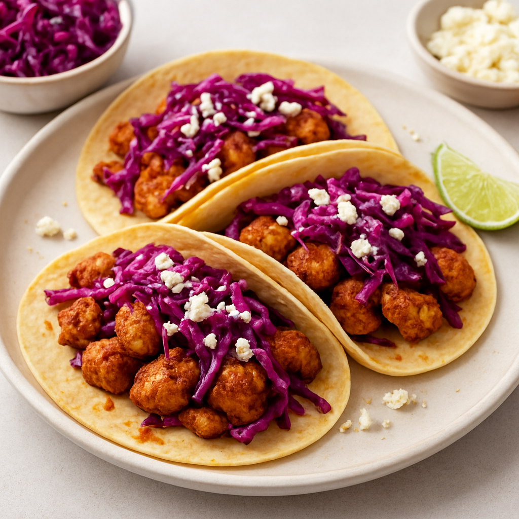 Mexican Chicken Thigh Tacos with Cabbage Slaw and Feta Crumbles