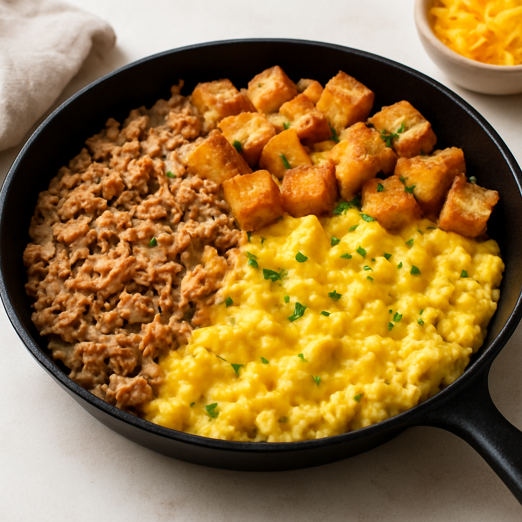 Cheesy Tuna & Egg Baguette Skillet