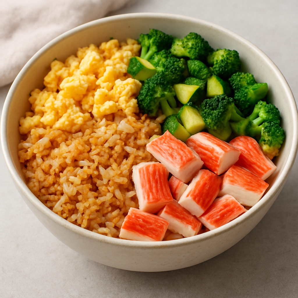 Mediterranean Fusion Crab & Egg Rice Bowl