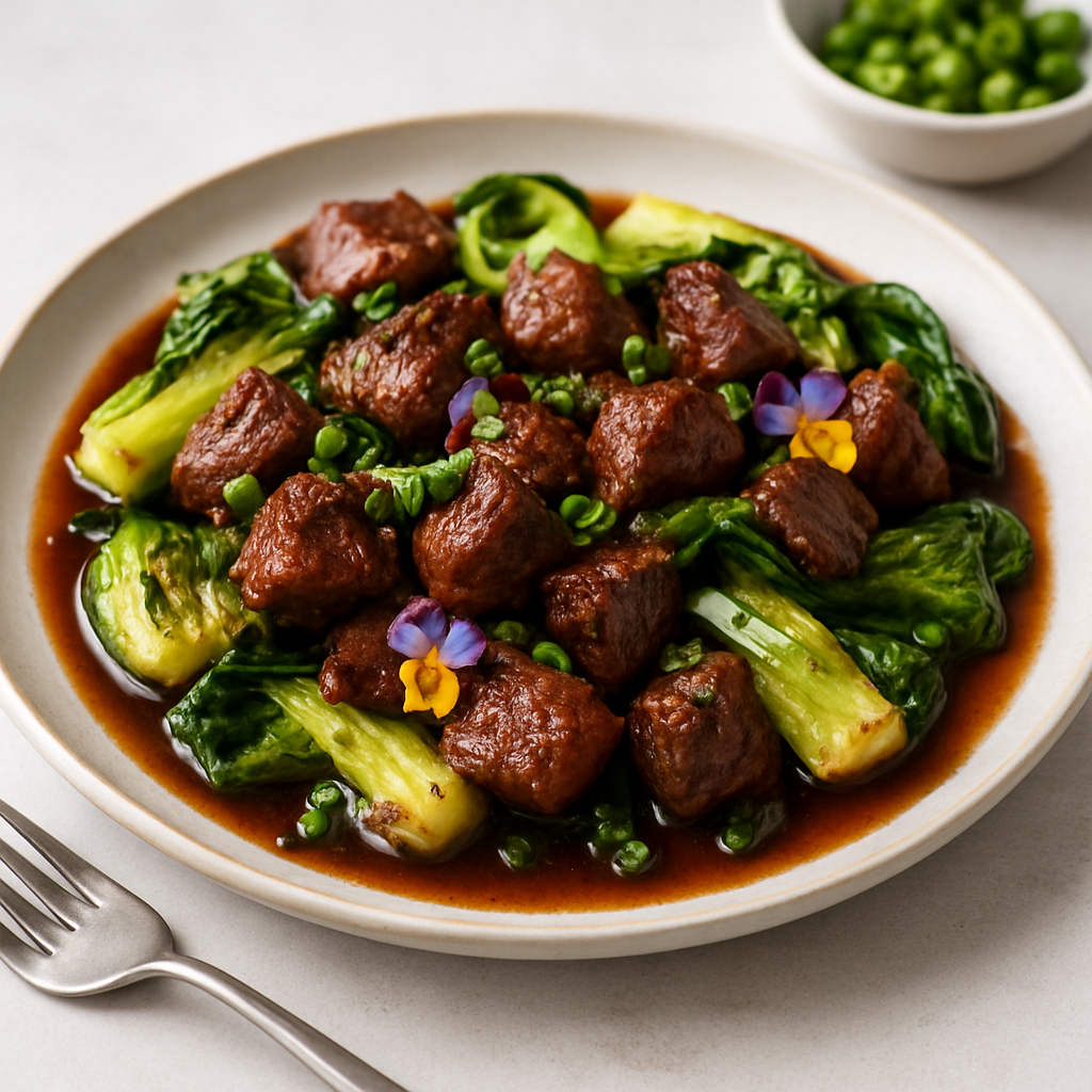 Simple Italian Beef and Bok Choy with Red Wine