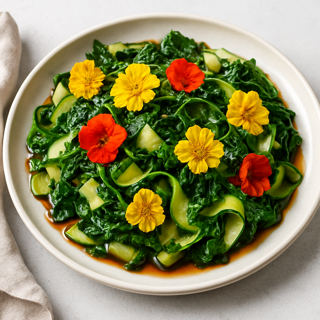 Korean Pan-Fried Vegetable Ribbons with Flowers
