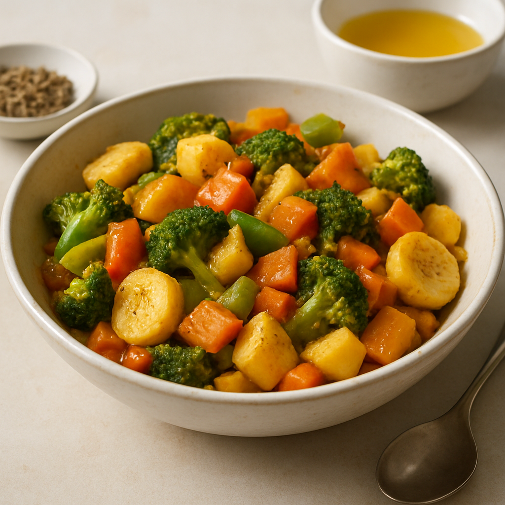 Mixed Vegetable and Fruit Sabzi with Indian Spices