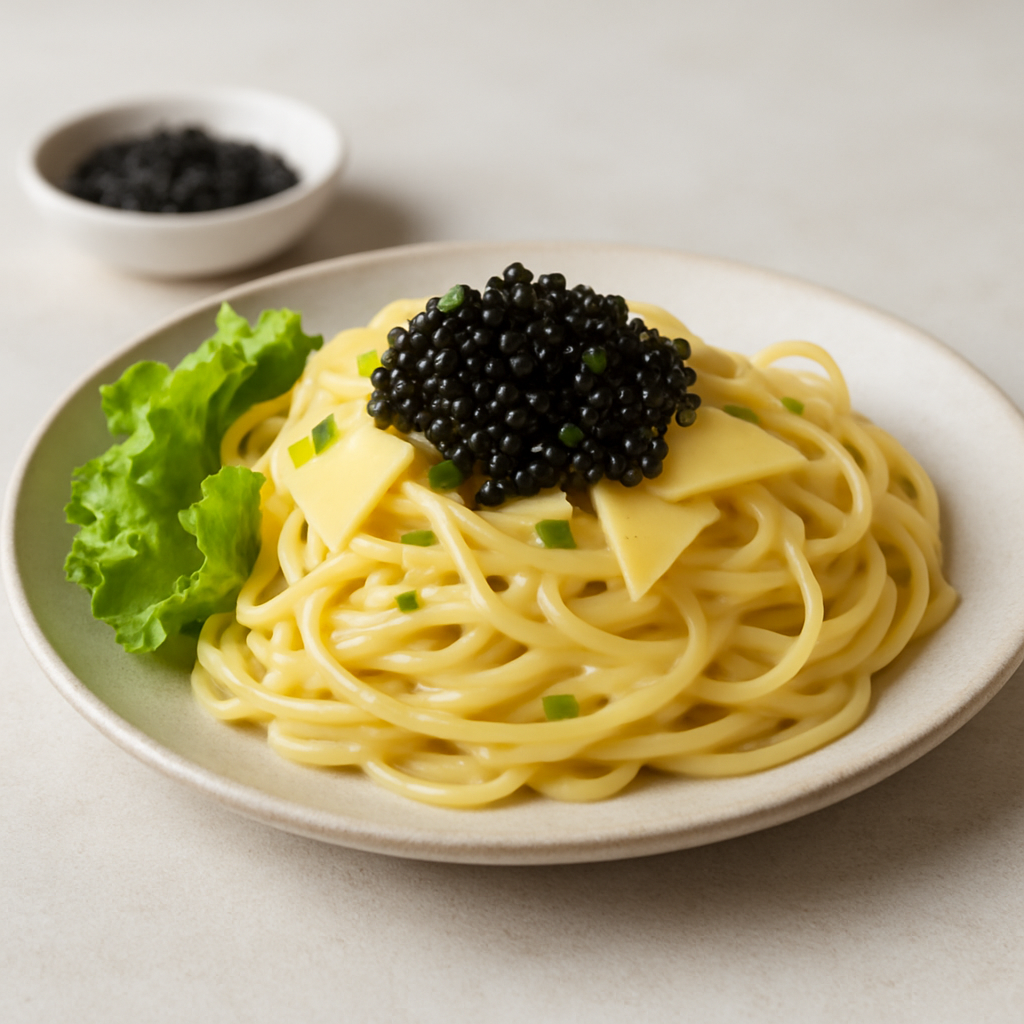 Creative caviar, cheese, pasta japanese