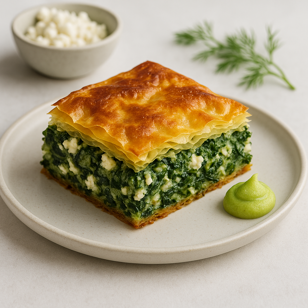 Wasabi-Spiked Spanakopita with Brown Butter Filo