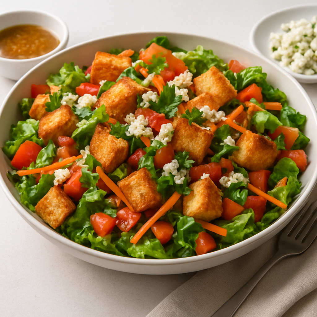 Mediterranean Bánh Mì Bread Salad with Herb Cheese Crumbles