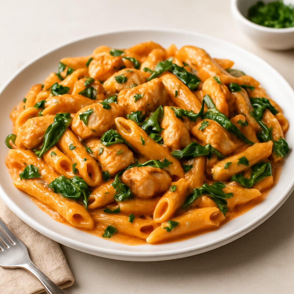Creamy Tomato Chicken Pasta with Spinach