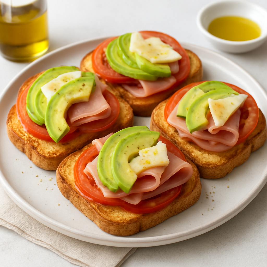 Avocado and Ham Open-Faced Tomato Bread
