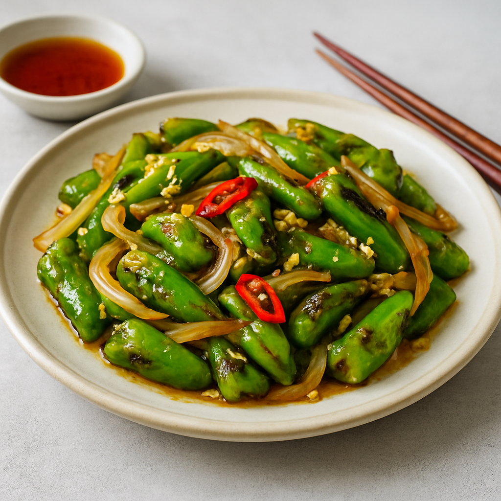 Vietnamese Fried Green Pepper Stir-Fry with Garlic and Fish Sauce