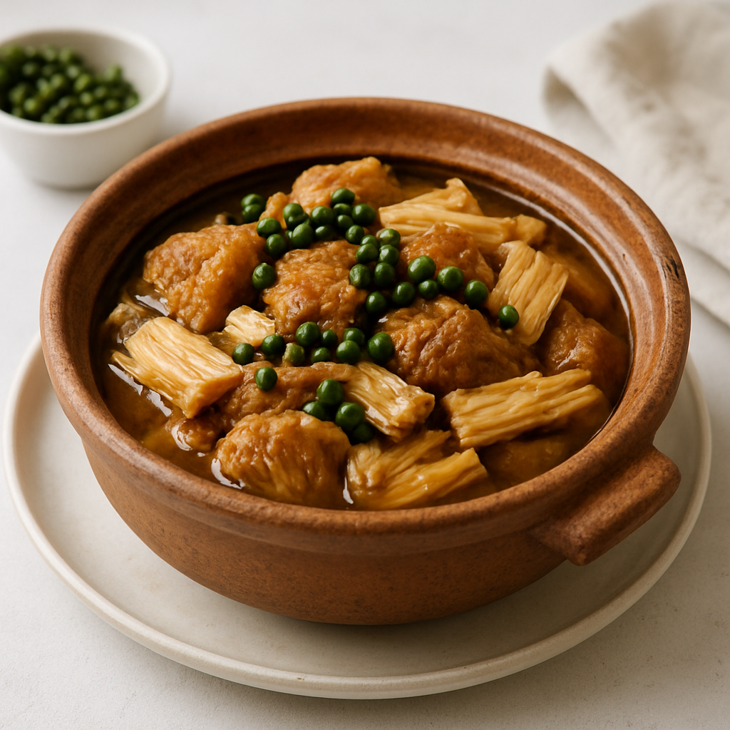 Vietnamese Clay Pot Braised Lion's Mane Mushroom with Yuba and Fresh Green Peppercorns