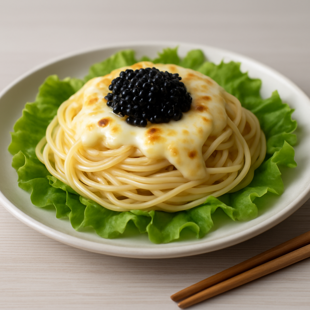 Creative caviar, cheese, pasta japanese