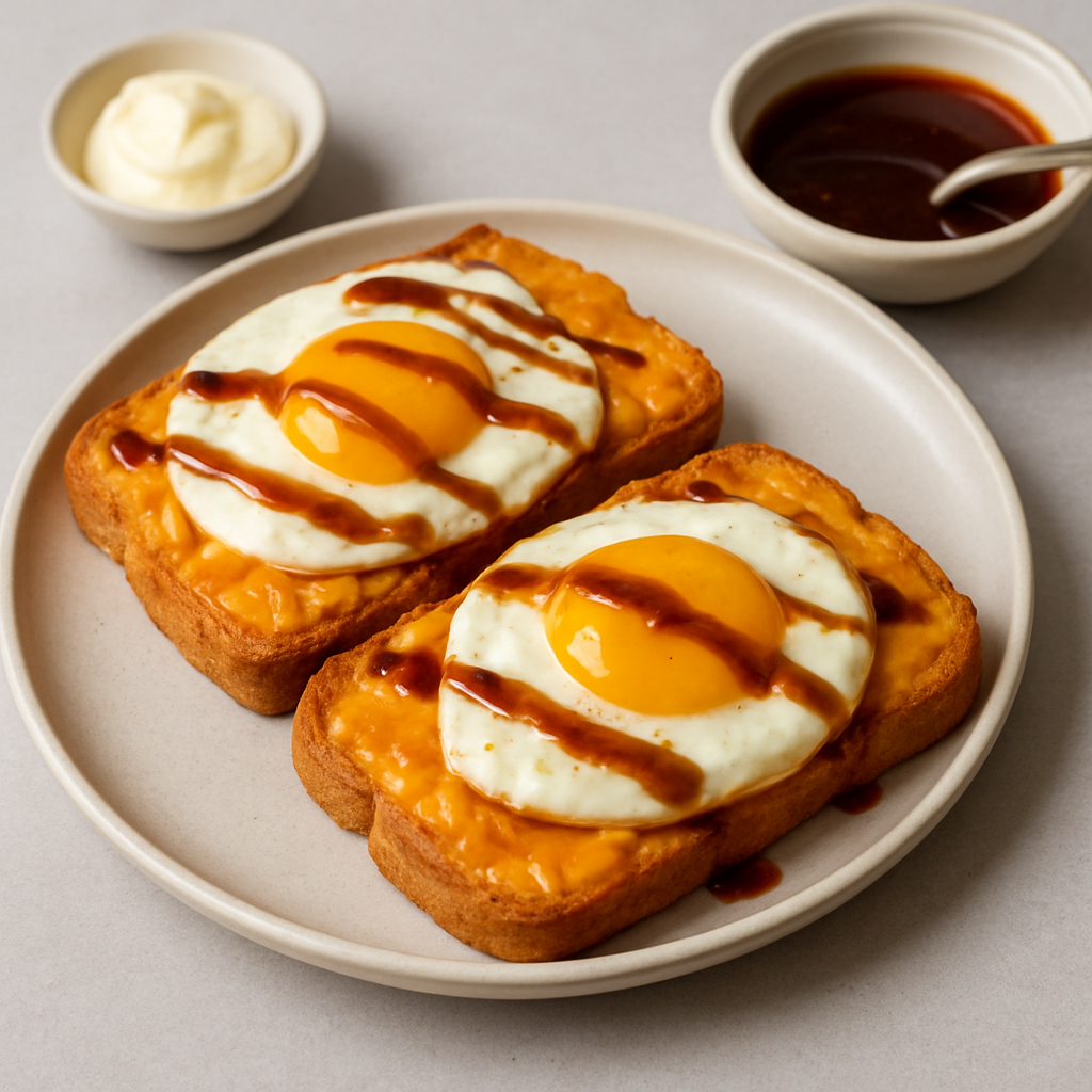 Fusion Cheddar Egg Toast with Sweet & Savory Glaze