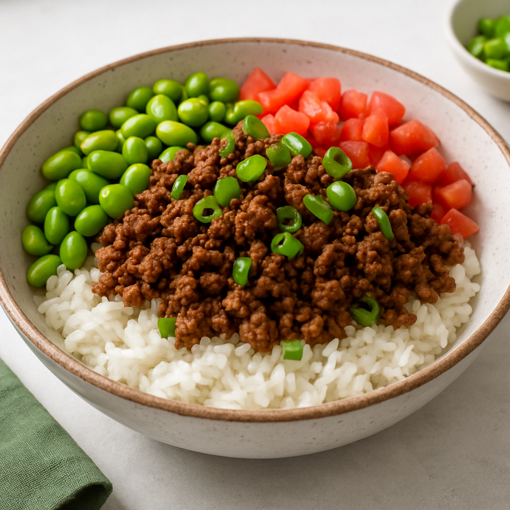 Korean Ground Beef and Edamame Rice Bowl (Bulgogi-Style)
