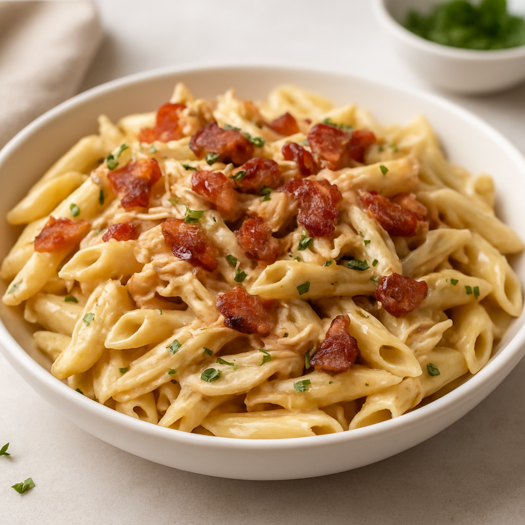 Creamy Bacon & Chicken Penne with Greek Yogurt