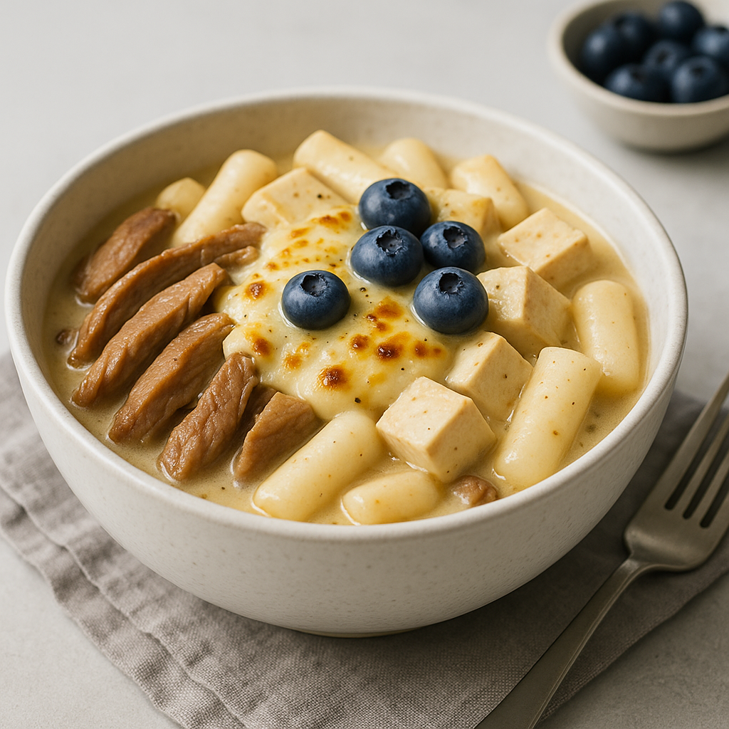 Korean-Style Duck and Tofu Rice Cake Bowl