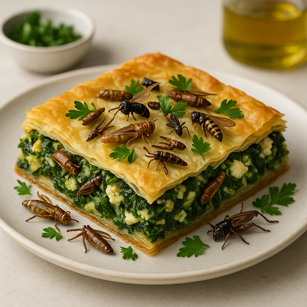 Neo-Hellenic Entomo-Spanakopita with Dual Regional Herb Profiles