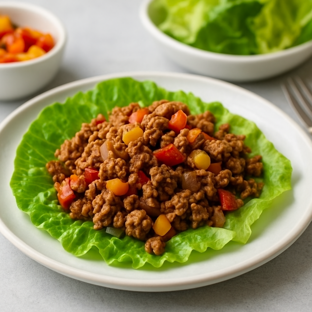 Easy ground chicken, ground beef, lettuce italian + american Fusion