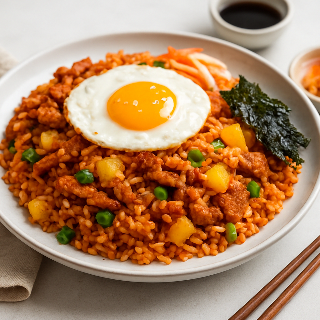 Korean Spicy Pork and Pineapple Fried Rice with Seaweed