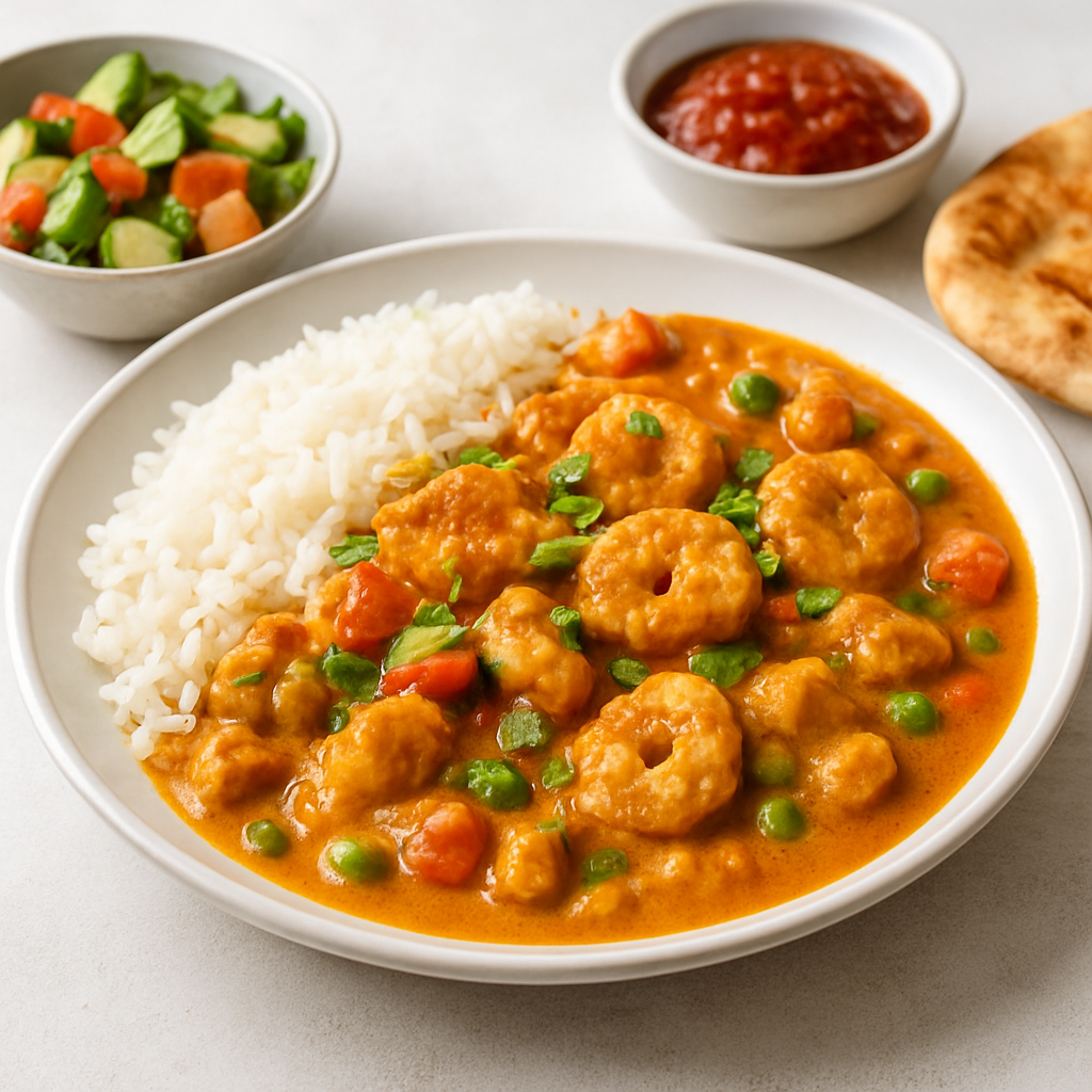 Creamy Indian Chicken and Shrimp Curry with Vegetables