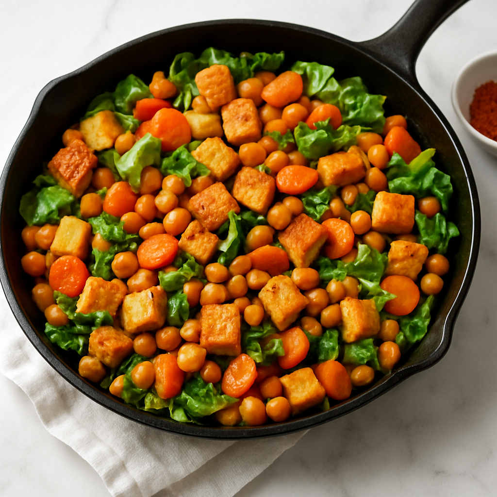 Spanish-Style Chickpea and Vegetable Skillet with Tofu