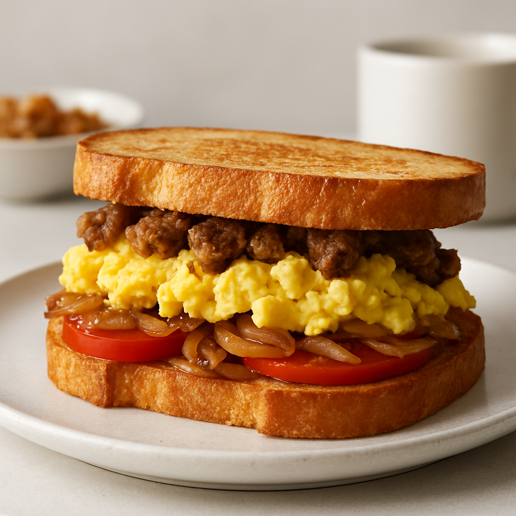 Classic American Sausage and Egg Breakfast Sandwich