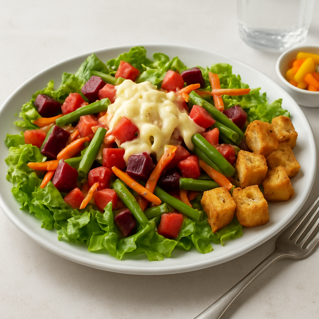 Spanish Ensalada with Pickled Vegetables and Crispy Bread