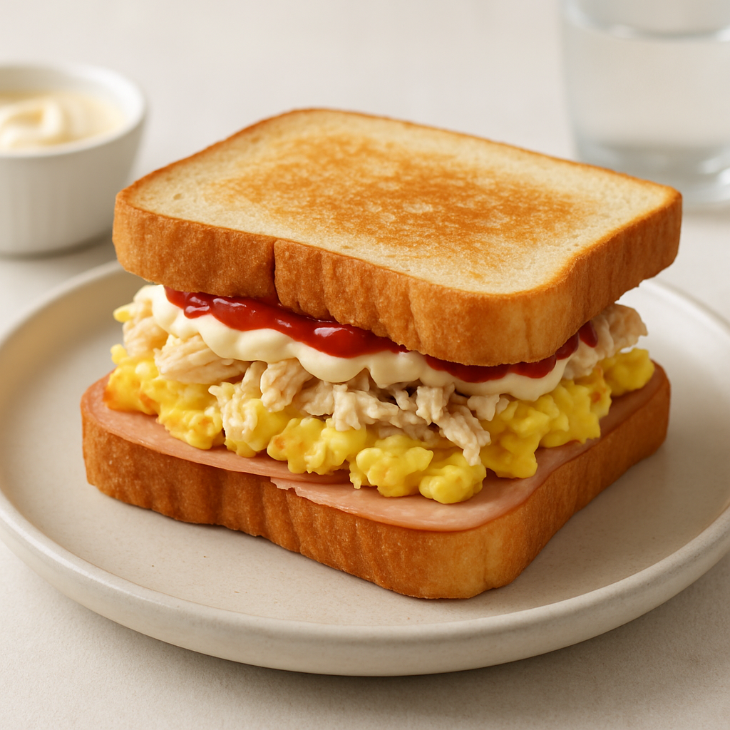 Easy Chicken and Ham Egg Sandwich