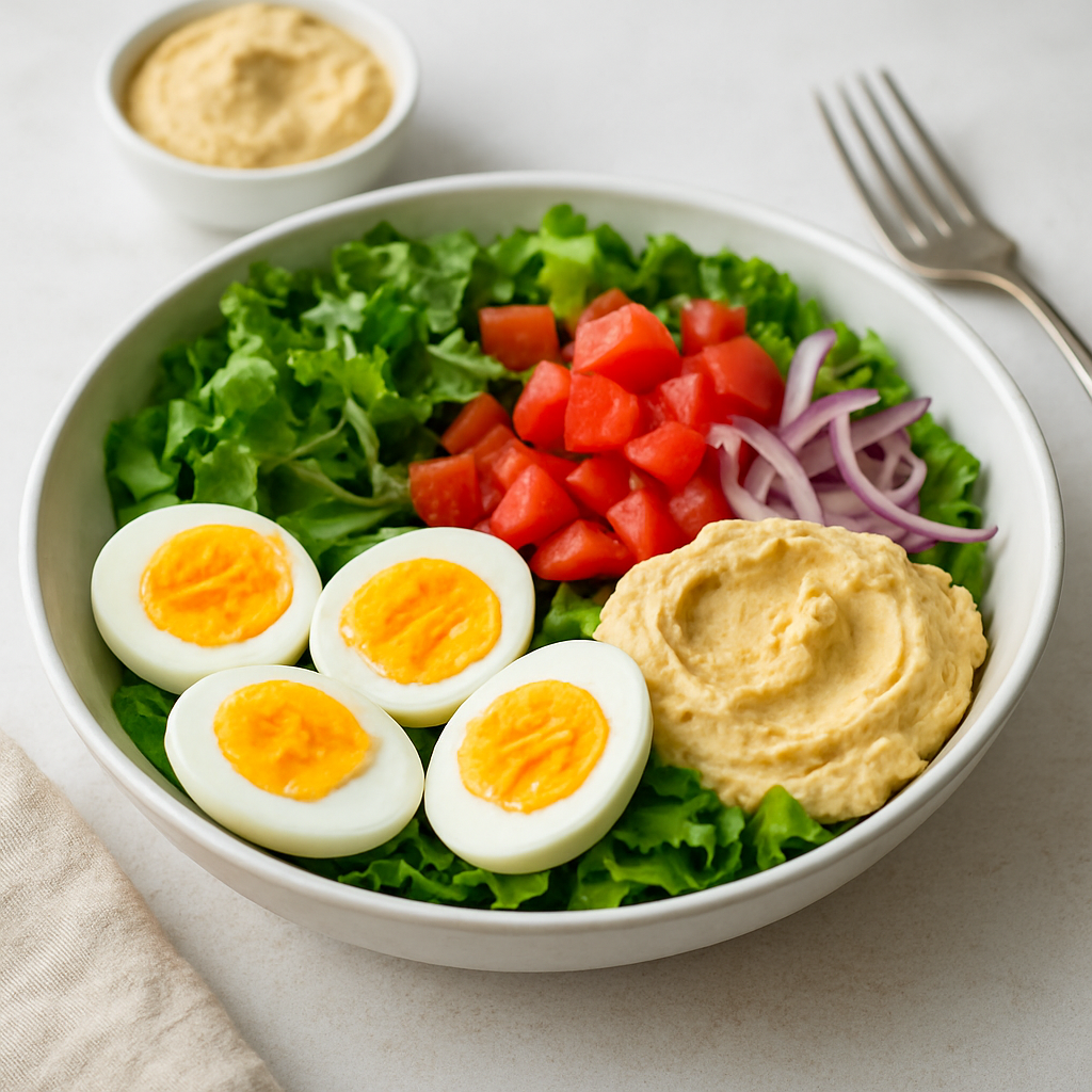 Mediterranean Egg & Tomato Salad with Hummus