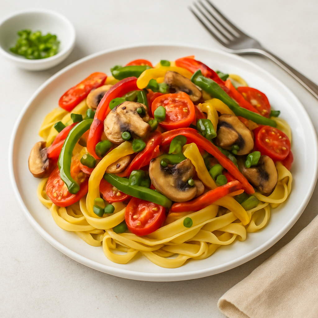 Korean-Style Colorful Vegetable Pasta