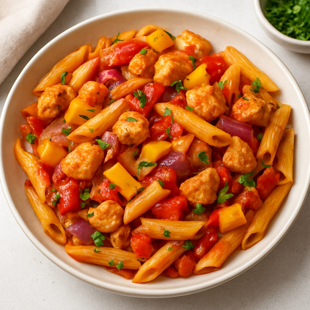 Simple Italian Chicken Pasta with Roasted Vegetables