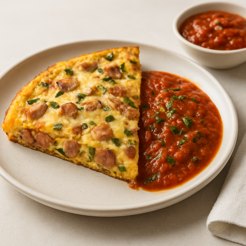 Spam & Tuna Frittata with Garlic Chive Marinara
