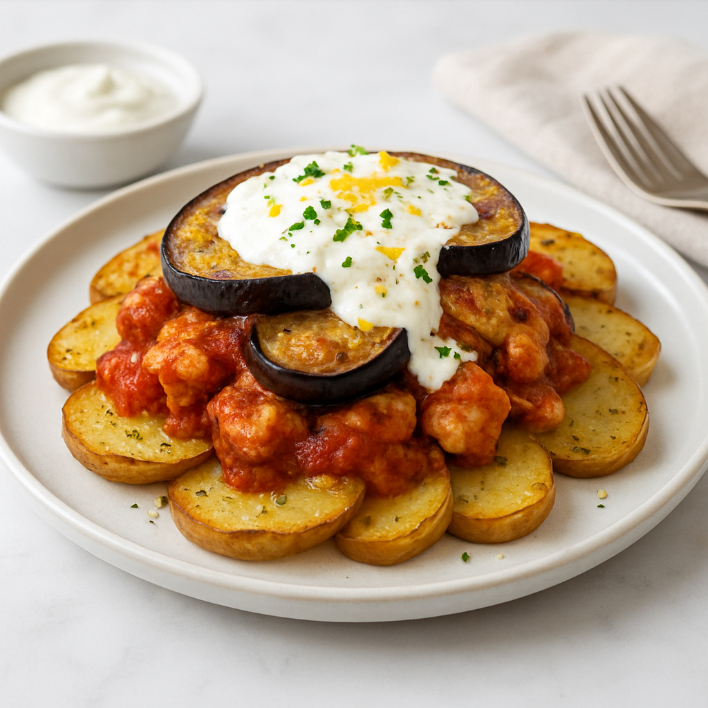 Italian Chicken and Eggplant Parmigiana with Yogurt Sauce