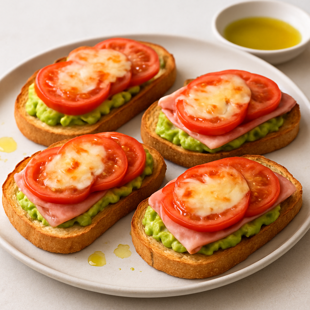Avocado and Ham Open-Faced Tomato Bread