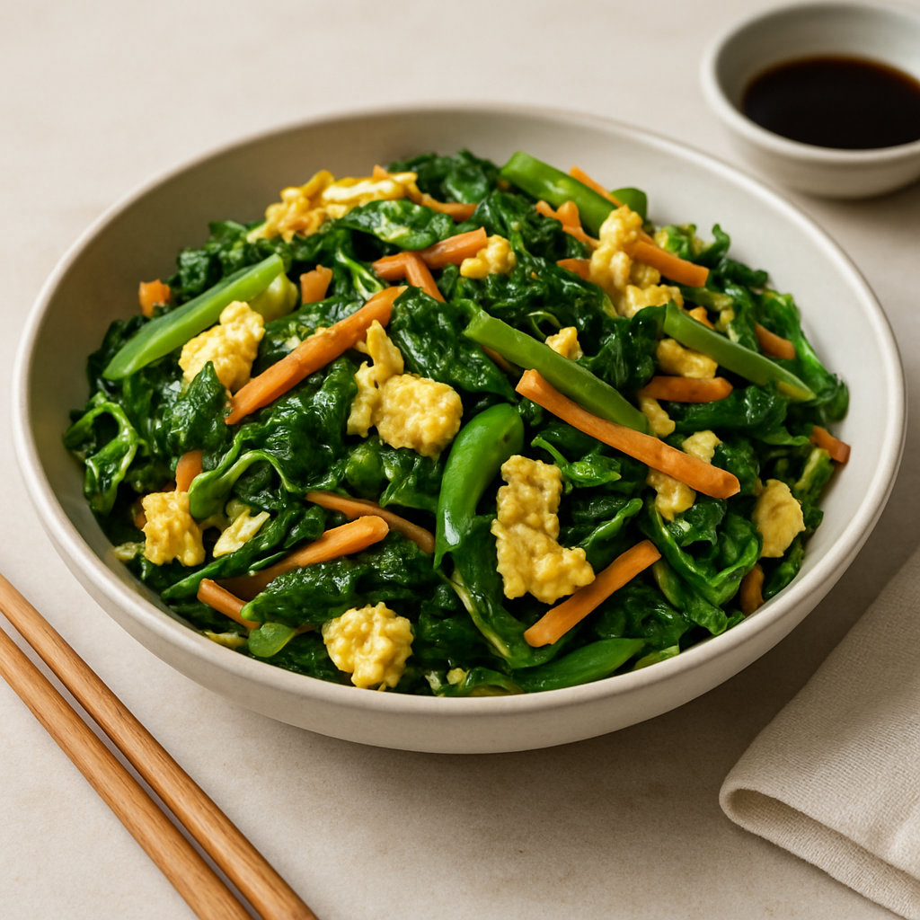 Simple Korean-Chinese Spinach & Egg Stir-Fry