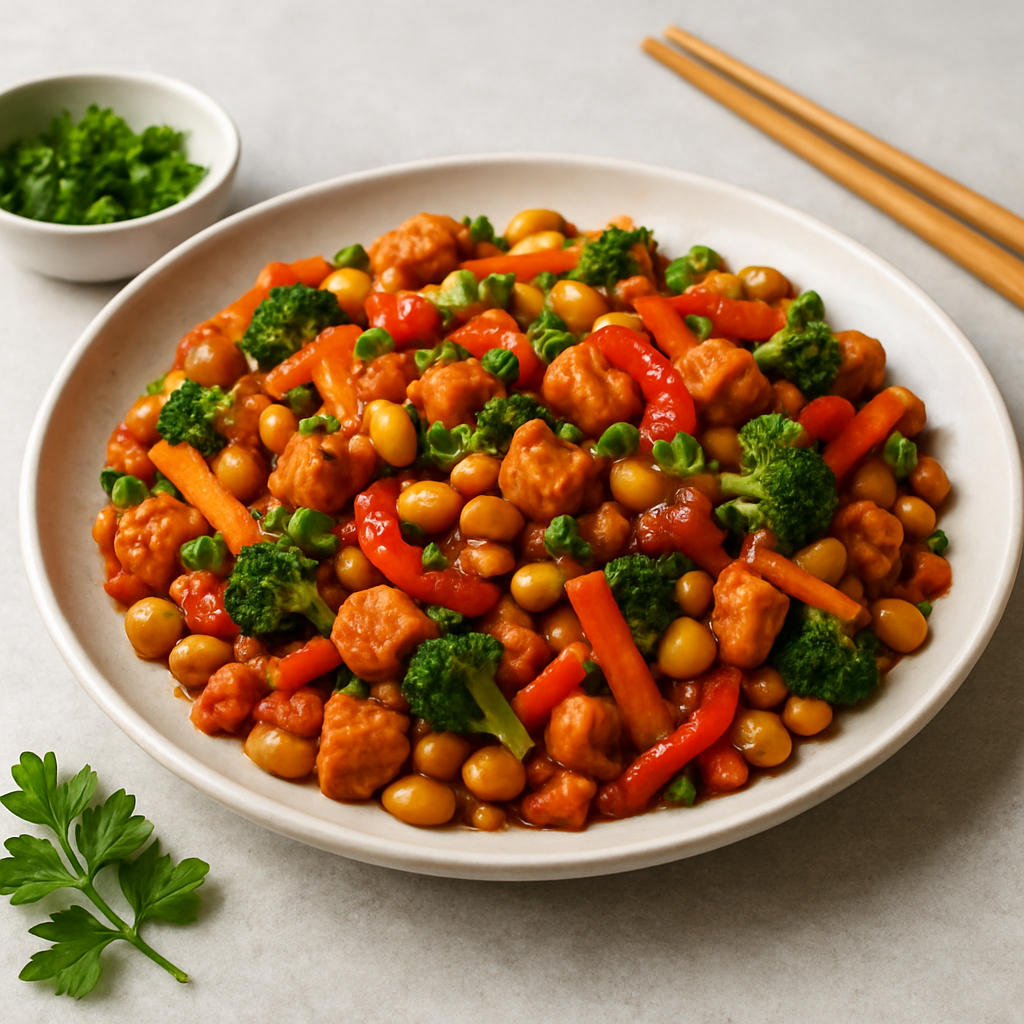 Simple Vegan Turkey and Soybean Stir-Fry
