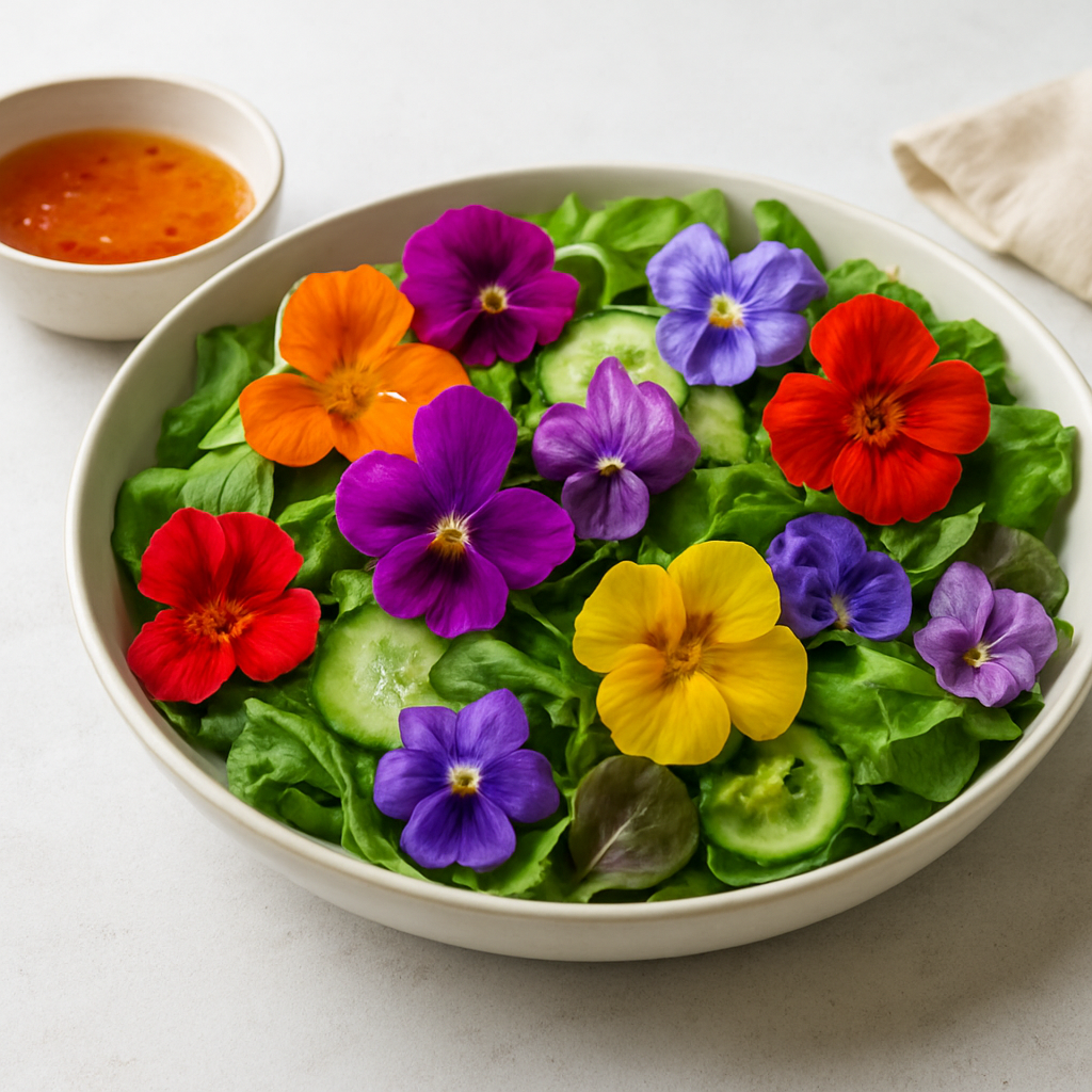 Thai Flower Salad with Sweet Chili Dressing