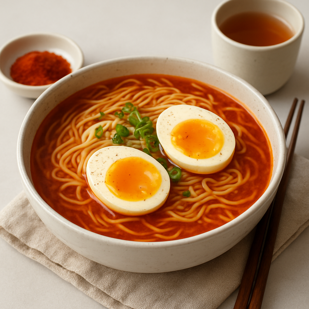 Gochugaru Noodle Soup with Tea-Infused Broth
