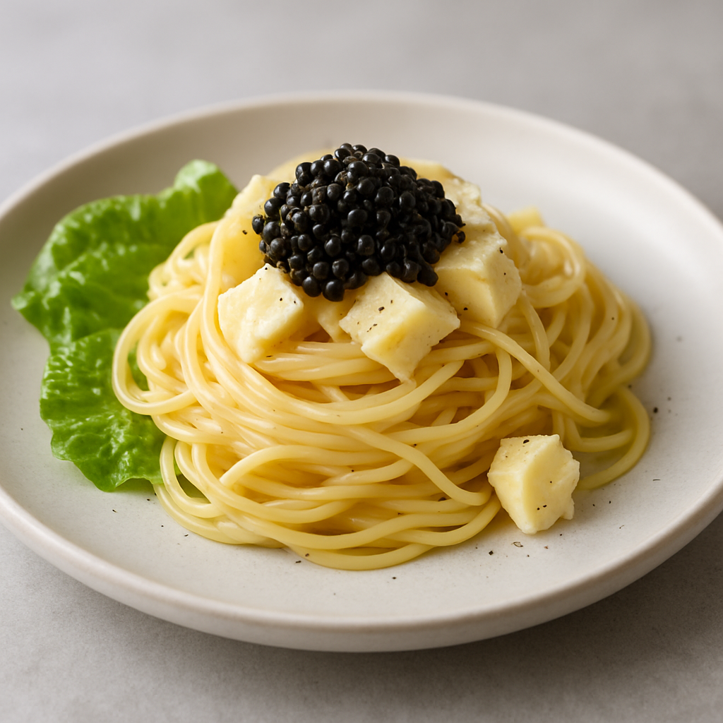 Creative caviar, cheese, pasta japanese