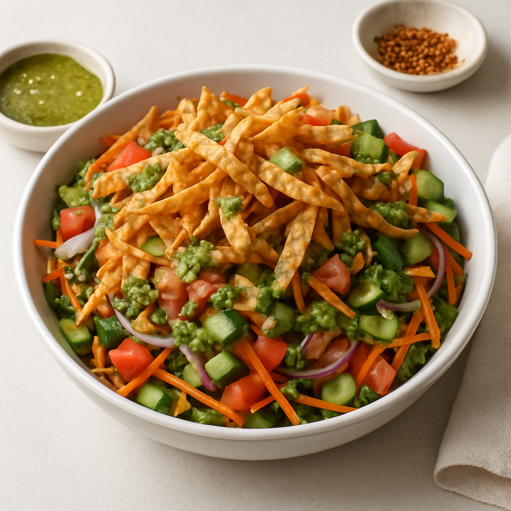 Global Garden Crispy Noodle Salad with Miso-Cilantro Vinaigrette
