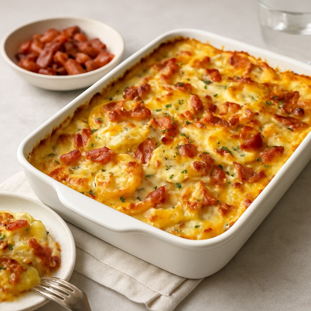 Creamy Potato and Bacon Gratin with Caprice des Dieux