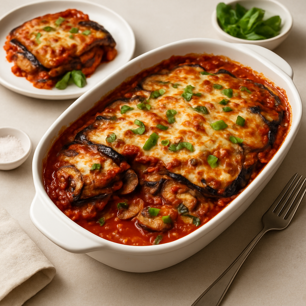 Eggplant and Mushroom Parmigiana
