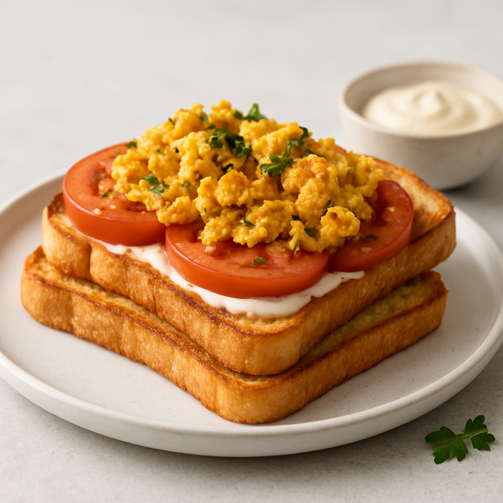 Spiced Egg & Tomato Toast with Tangy Mayo
