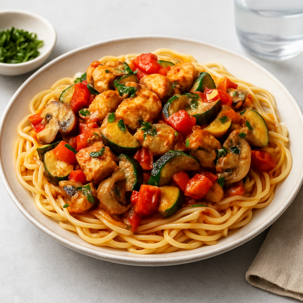 Italian-Middle Eastern Chicken & Vegetable Pasta