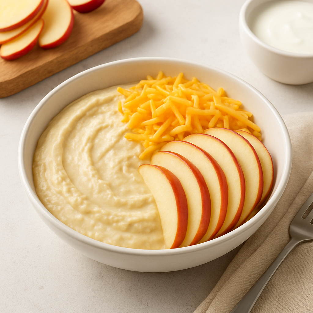 Quick Hummus & Cheese Bowl with Apple