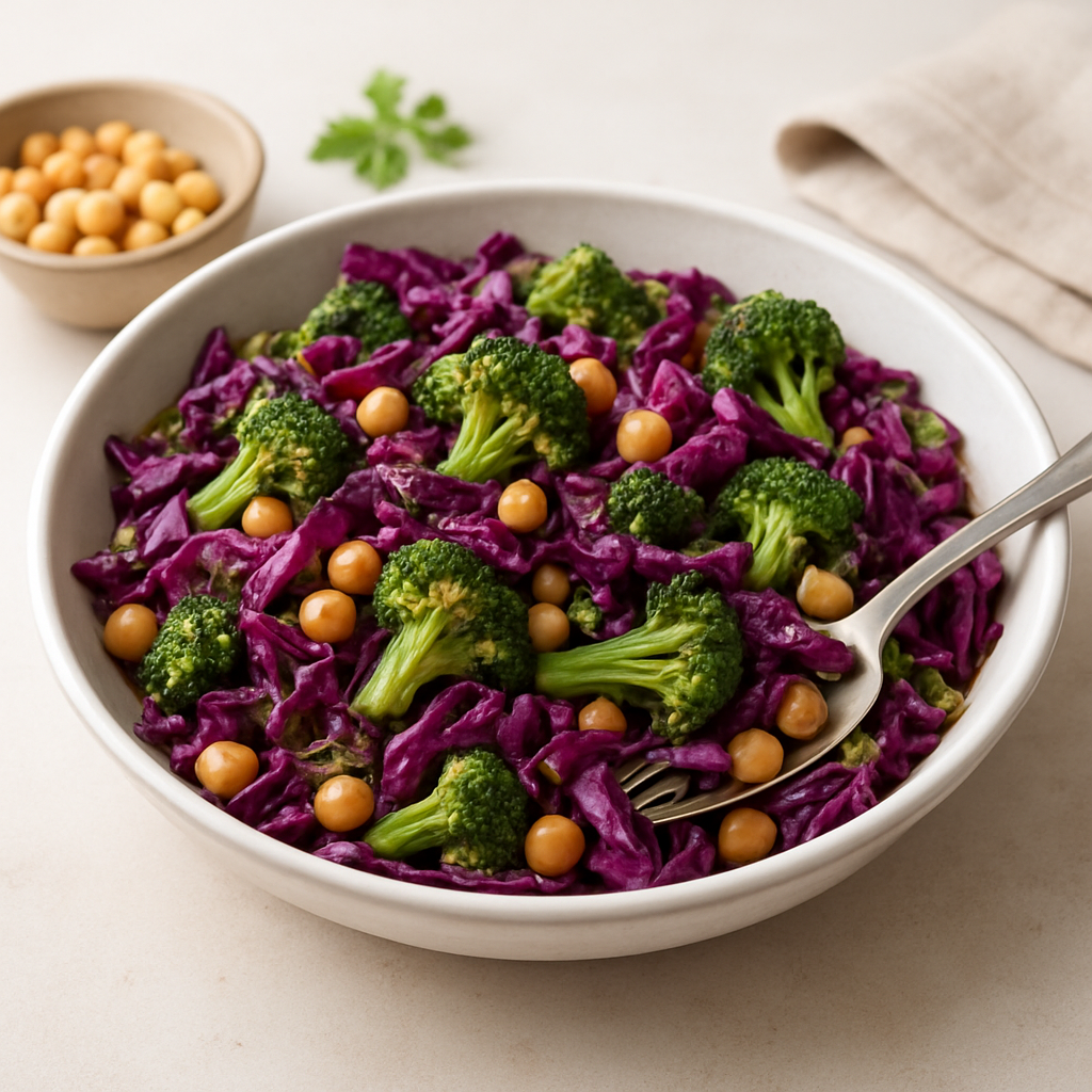 Mediterranean Braised Cabbage and Broccoli with Chickpeas