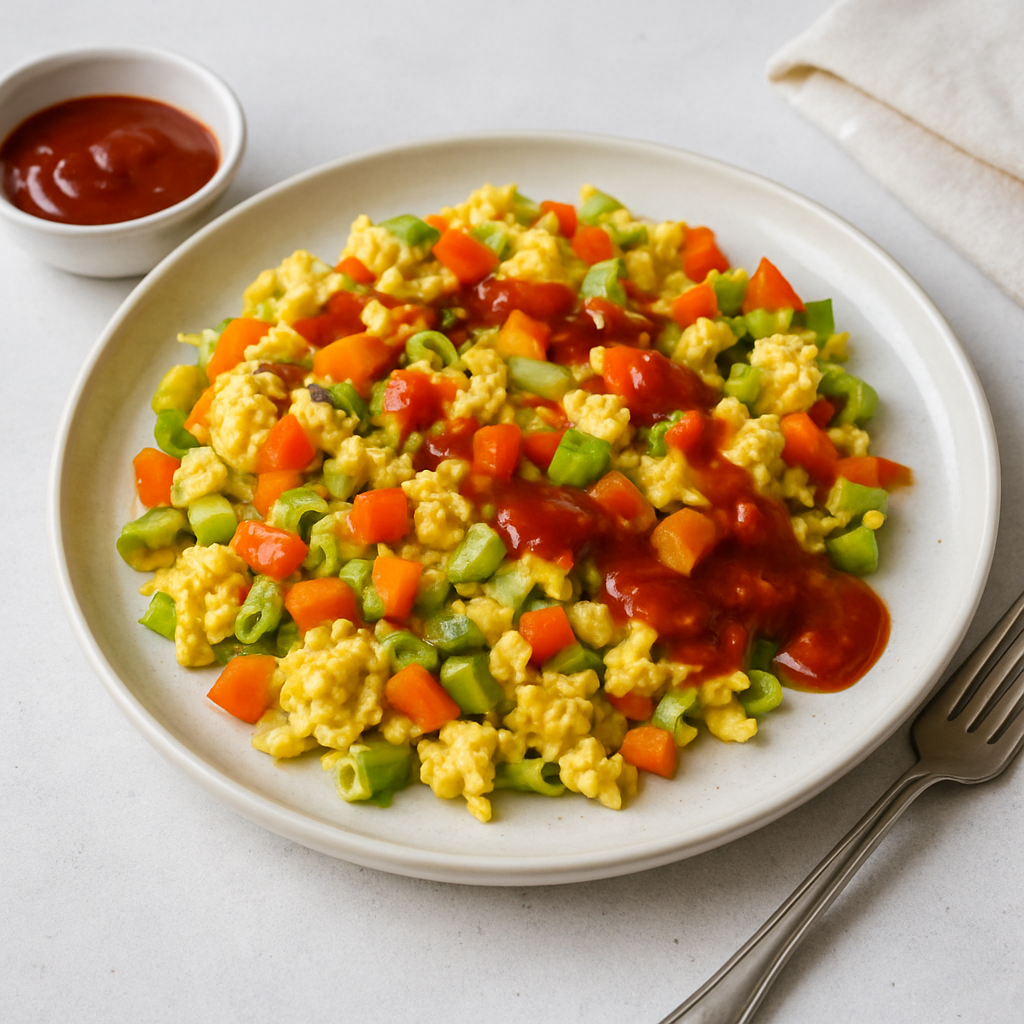 Mediterranean Vegetable Scramble with Sweet & Savory Eggs