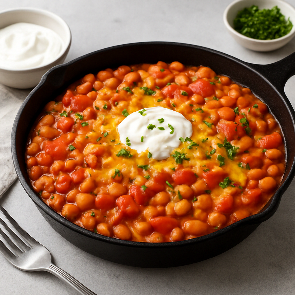 Easy Cheesy Bean & Tomato Skillet