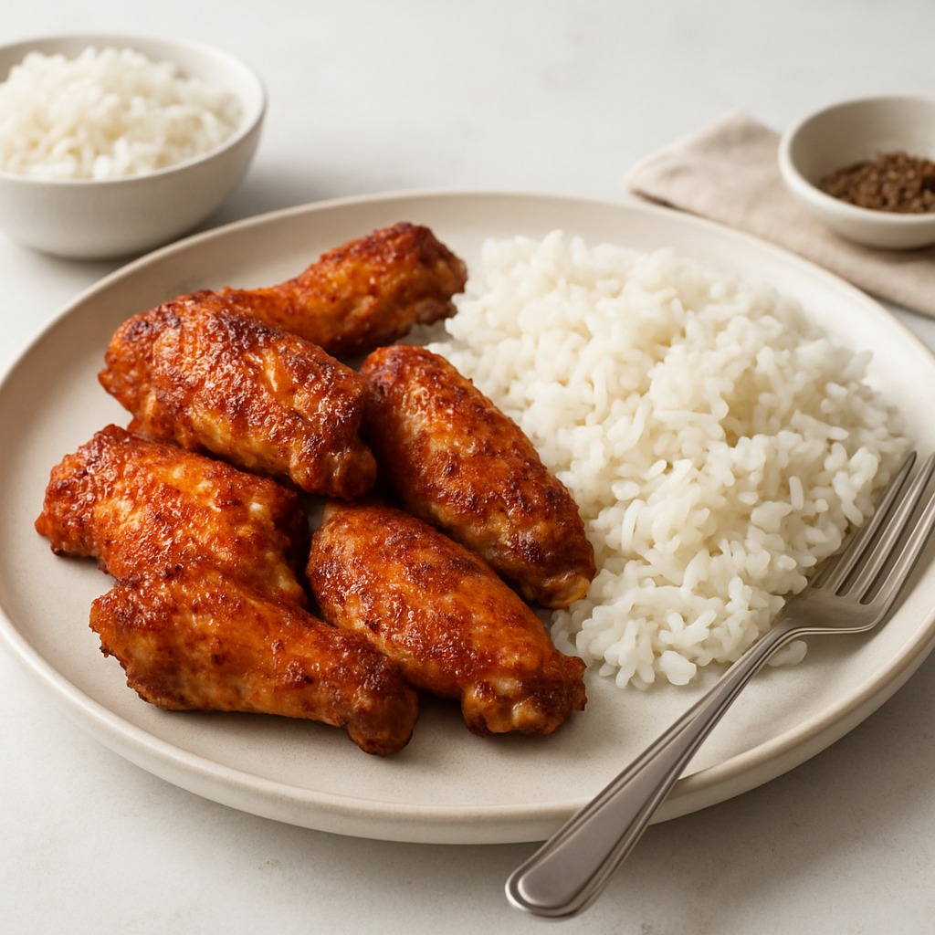 Simple Baked Chicken Wings with Rice