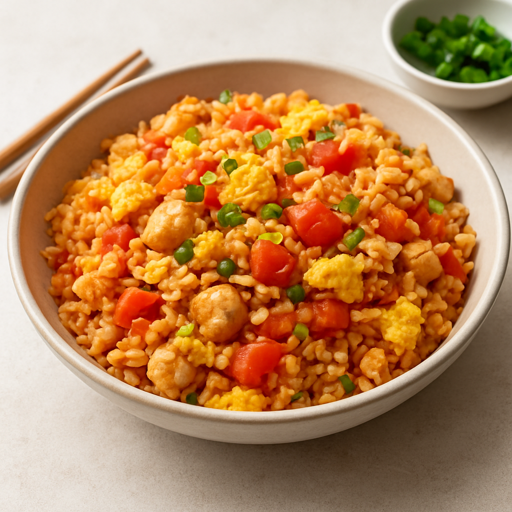 Chinese Tomato Chicken Fried Rice with Egg