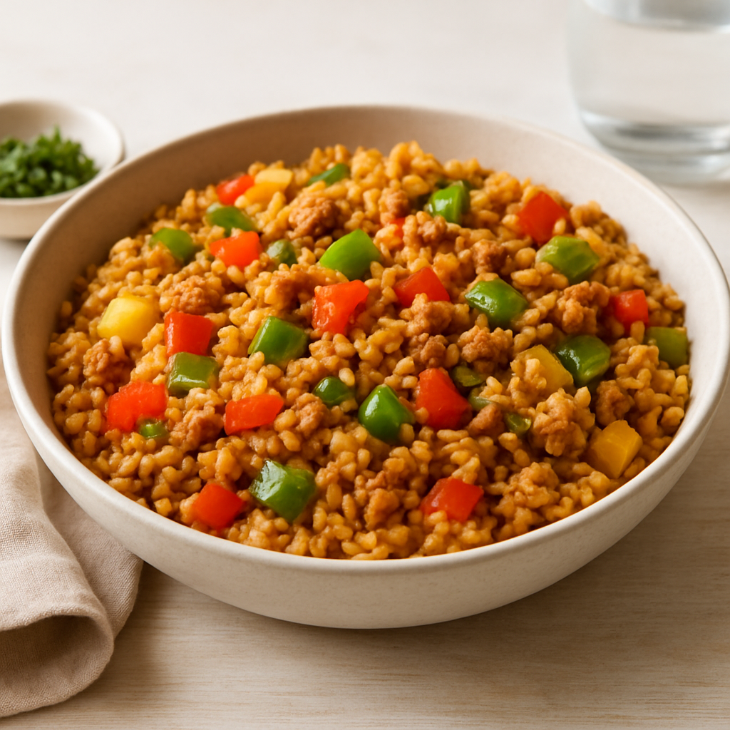 Simple Middle-Eastern Spiced Rice with Vegetables