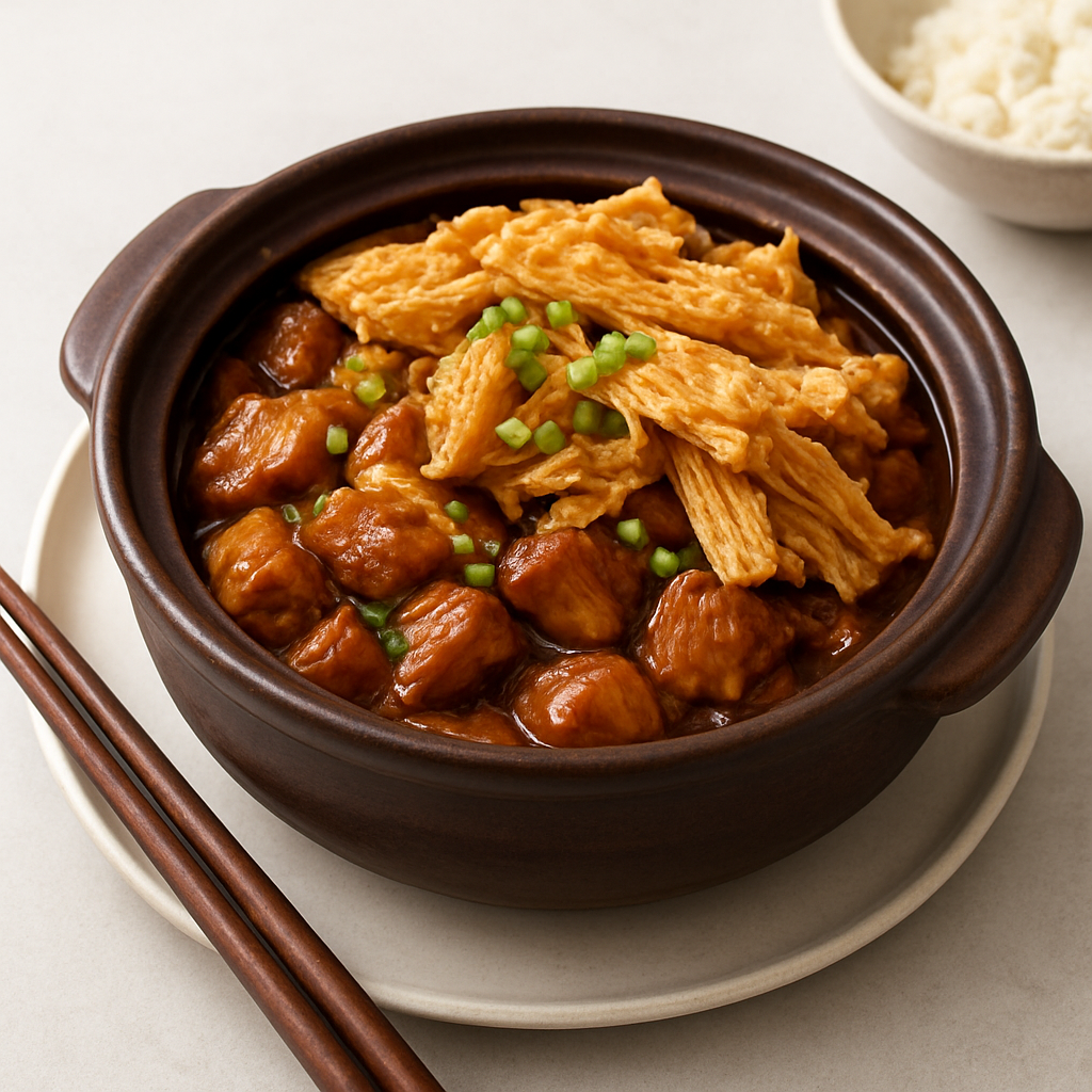 Vietnamese Clay Pot Braised Lion's Mane Mushroom with Crispy Yuba